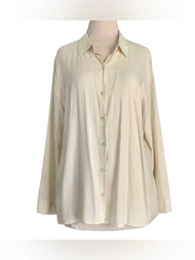 Gorgeous Light Cream Silk Classic Button-Down Blouse